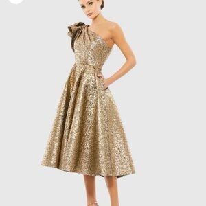 Mac Duggal Gold One Shoulder Dress